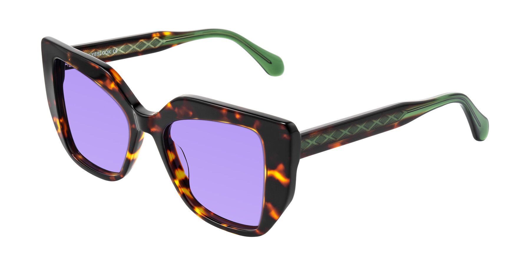 Angle of Arctic in Tortoise with Medium Purple Tinted Lenses