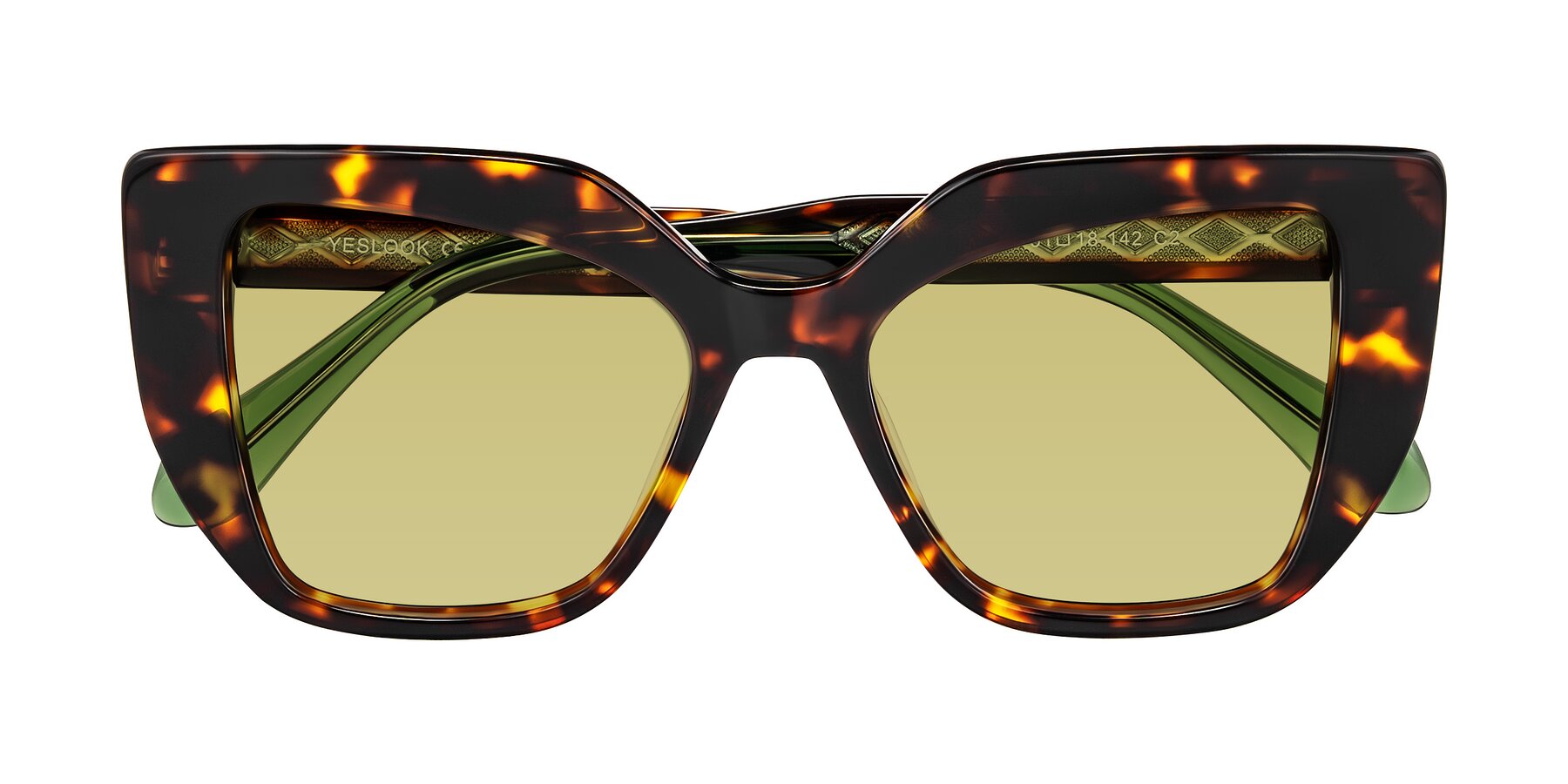 Folded Front of Arctic in Tortoise with Medium Champagne Tinted Lenses