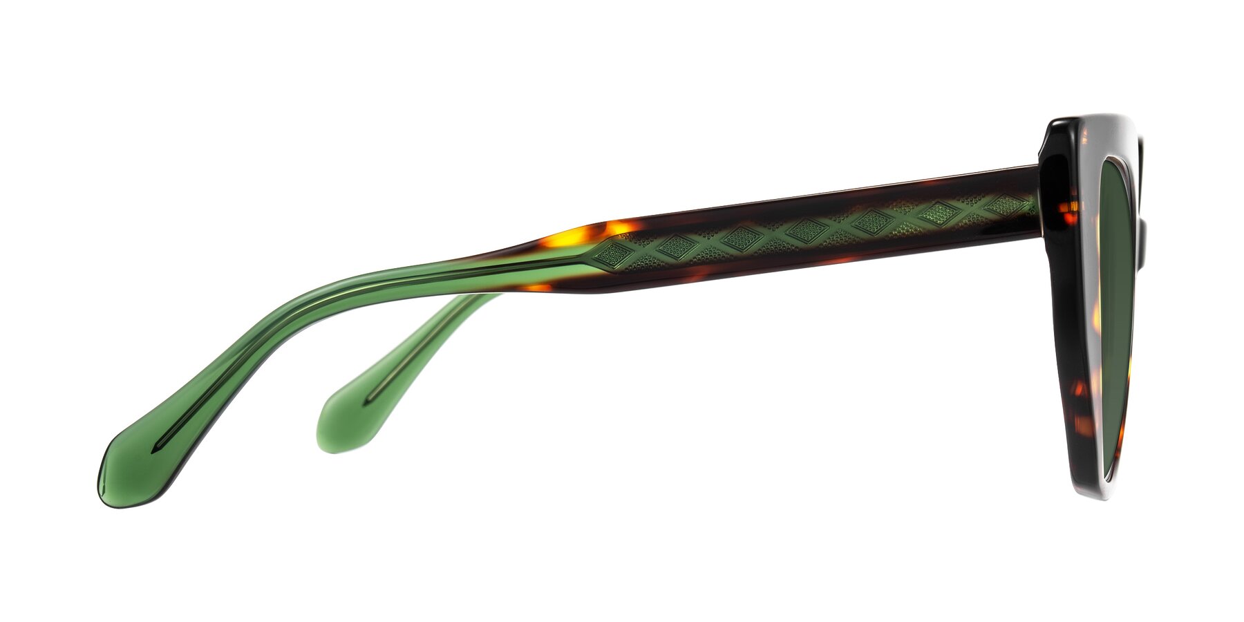 Side of Arctic in Tortoise with Green Tinted Lenses