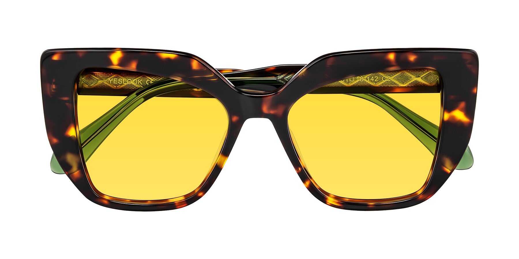 Folded Front of Arctic in Tortoise with Yellow Tinted Lenses