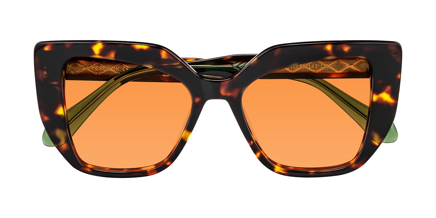 Folded Front of Arctic in Tortoise with Orange Tinted Lenses