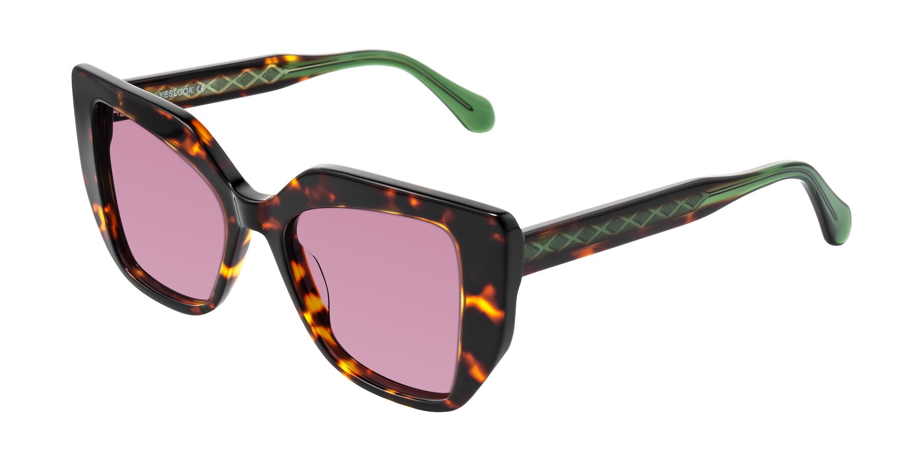 Angle of Arctic in Tortoise with Medium Wine Tinted Lenses