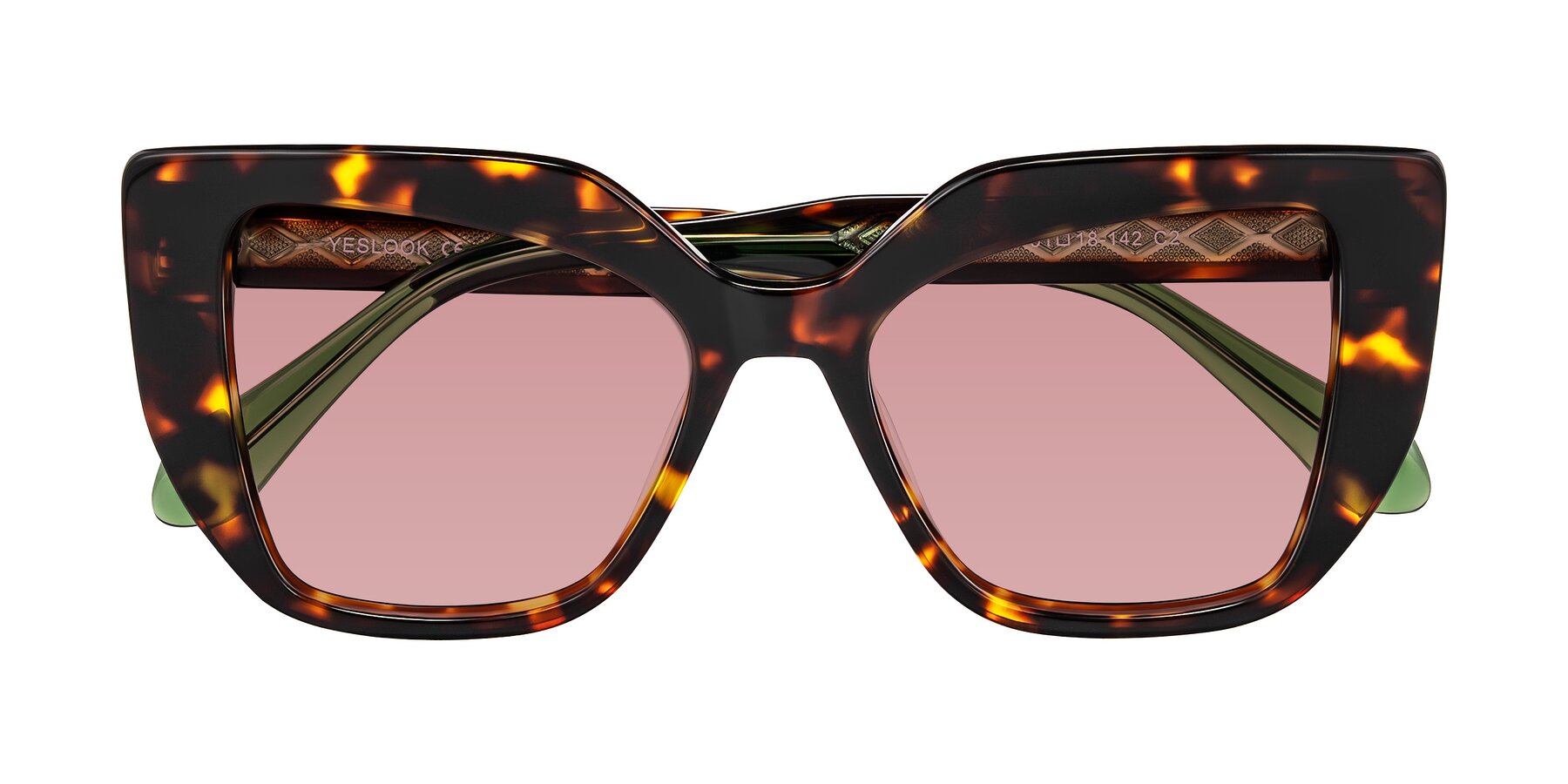 Folded Front of Arctic in Tortoise with Medium Garnet Tinted Lenses