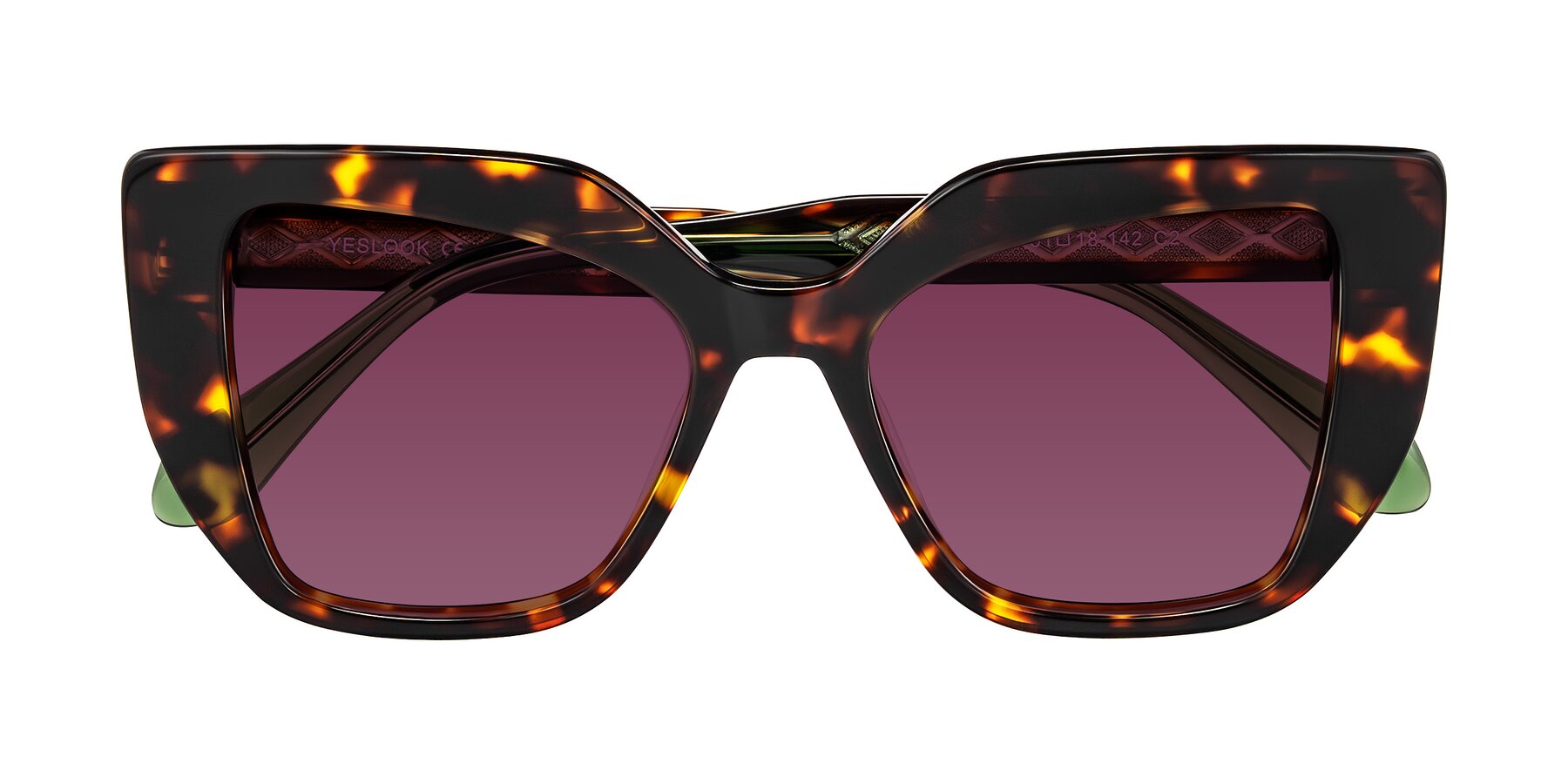 Folded Front of Arctic in Tortoise with Wine Tinted Lenses