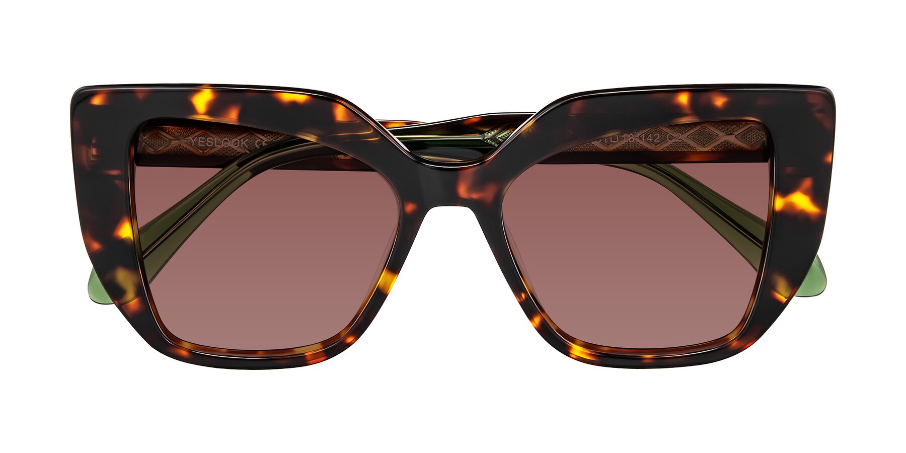 Folded Front of Arctic in Tortoise with Garnet Tinted Lenses