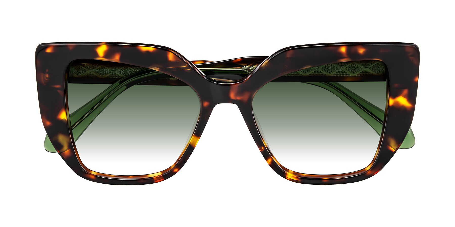 Folded Front of Arctic in Tortoise with Green Gradient Lenses