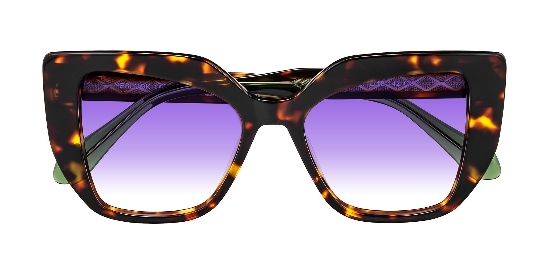 Folded Front of Arctic in Tortoise with Purple Gradient Lenses