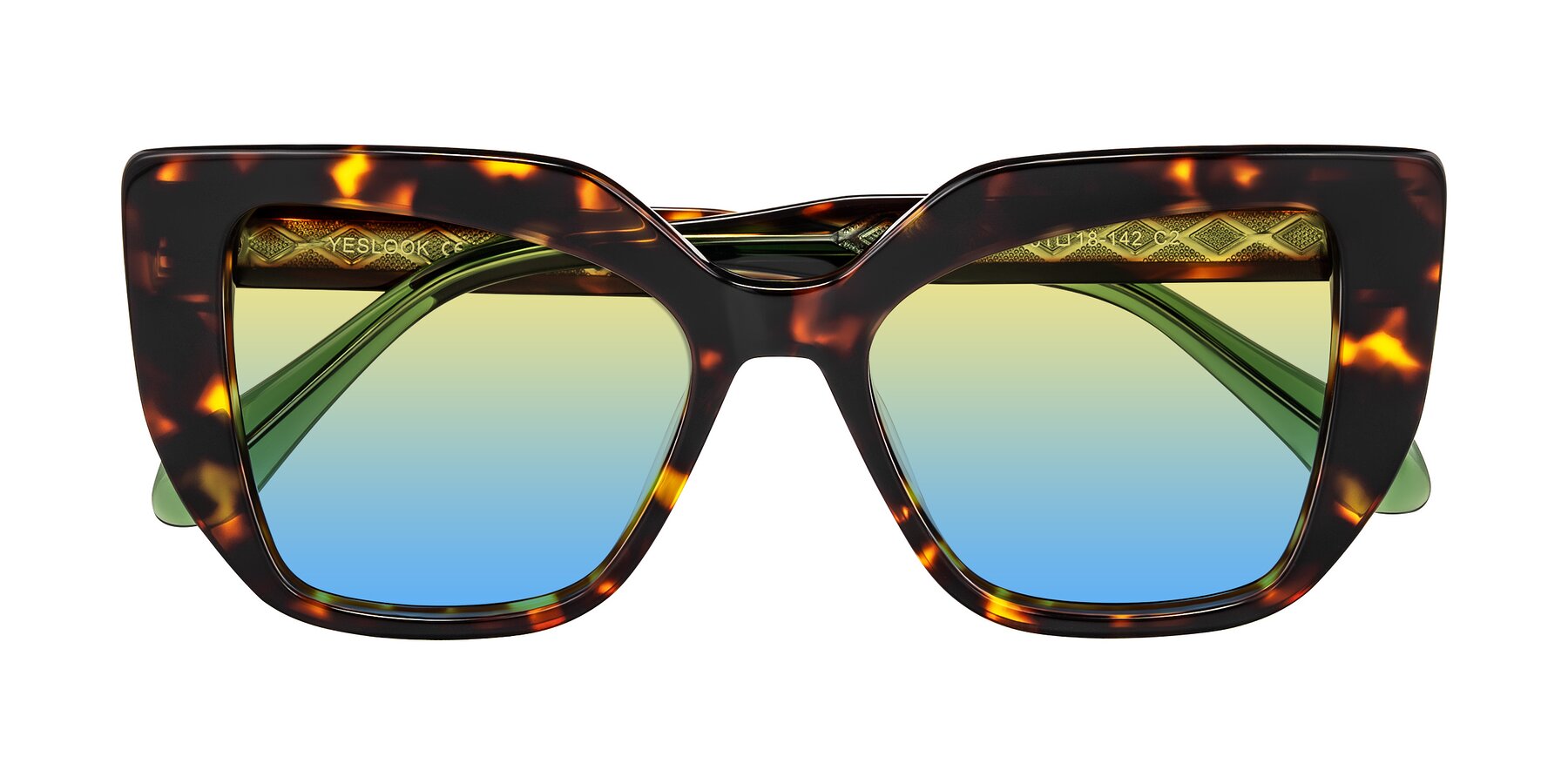 Folded Front of Arctic in Tortoise with Yellow / Blue Gradient Lenses