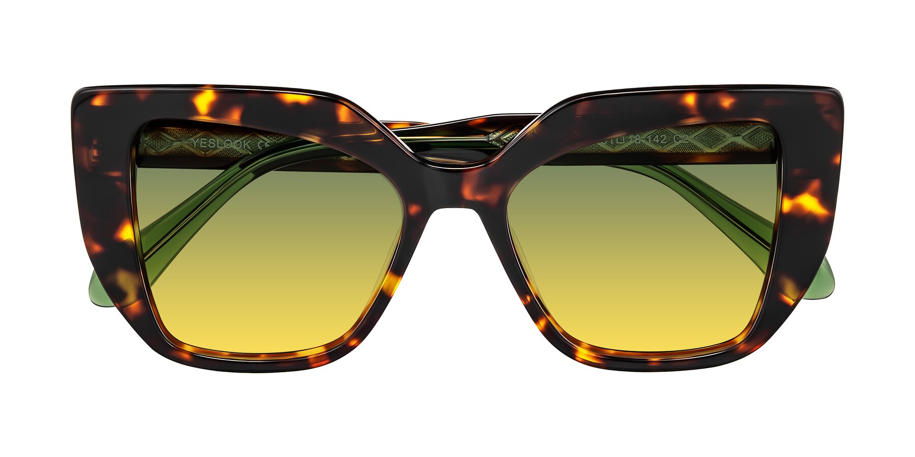 Folded Front of Arctic in Tortoise with Green / Yellow Gradient Lenses