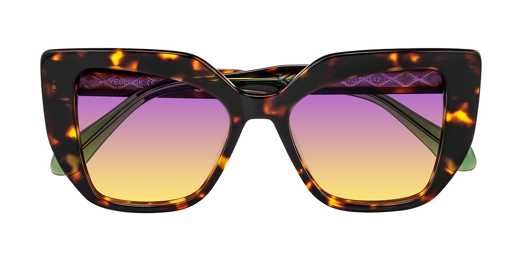 Folded Front of Arctic in Tortoise with Purple / Yellow Gradient Lenses
