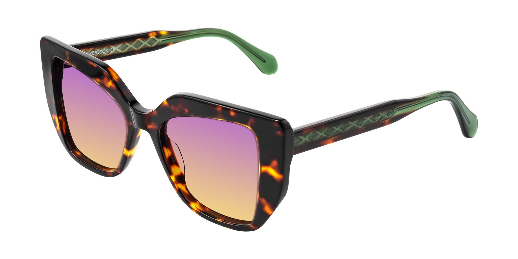 Angle of Arctic in Tortoise with Purple / Yellow Gradient Lenses
