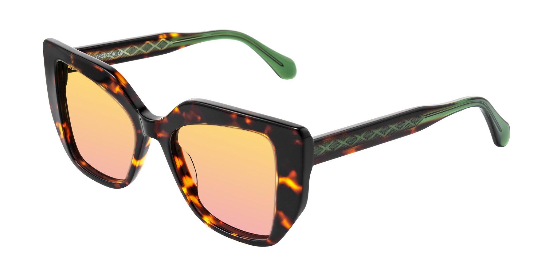 Angle of Arctic in Tortoise with Yellow / Pink Gradient Lenses