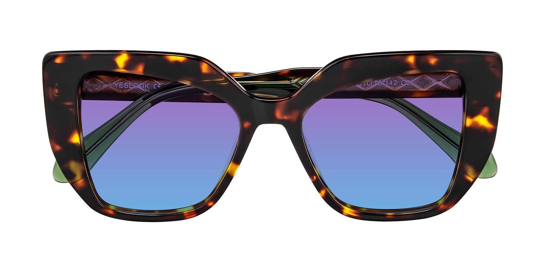 Folded Front of Arctic in Tortoise with Purple / Blue Gradient Lenses