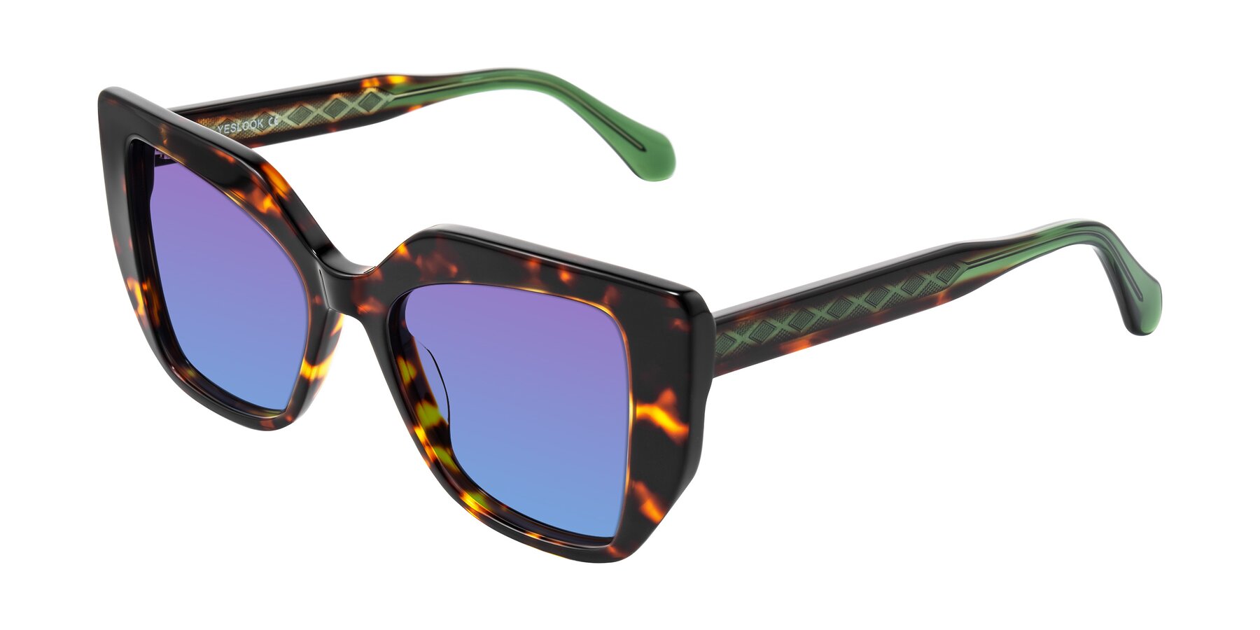 Angle of Arctic in Tortoise with Purple / Blue Gradient Lenses