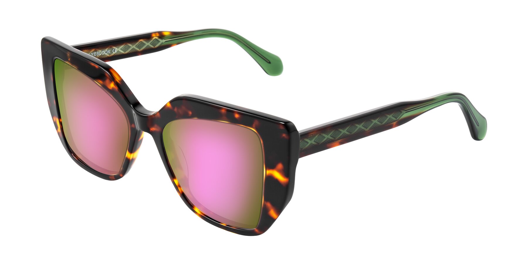 Angle of Arctic in Tortoise with Pink Mirrored Lenses