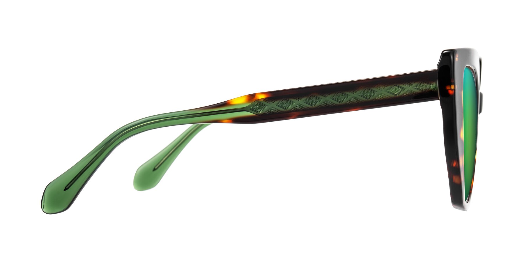 Side of Arctic in Tortoise with Green Mirrored Lenses
