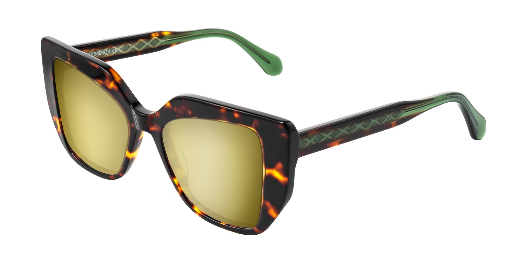 Angle of Arctic in Tortoise with Gold Mirrored Lenses