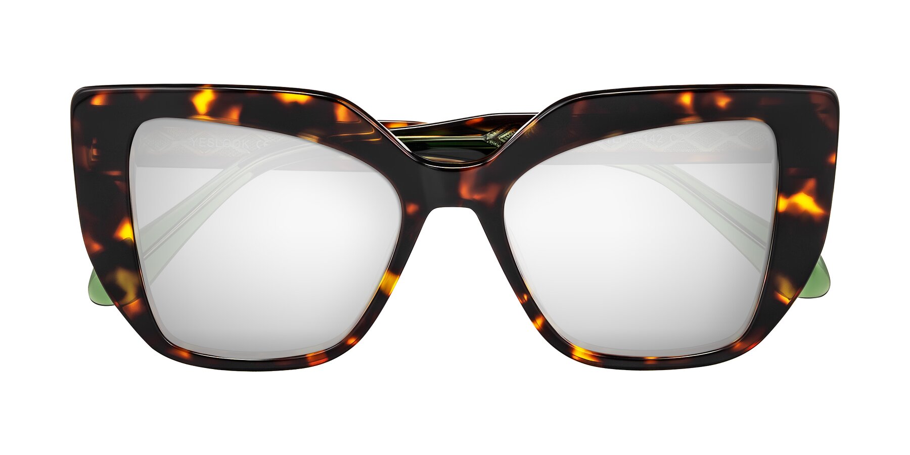 Folded Front of Arctic in Tortoise with Silver Mirrored Lenses