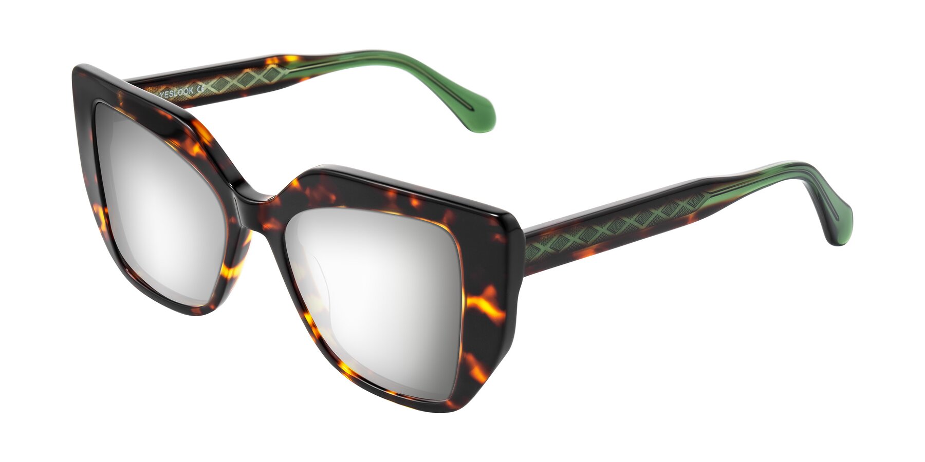 Angle of Arctic in Tortoise with Silver Mirrored Lenses