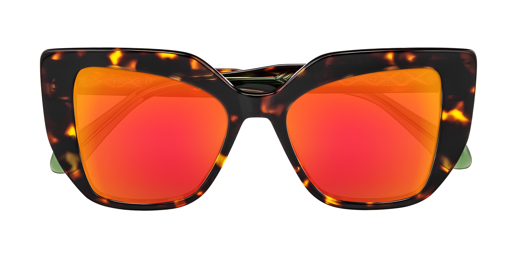 Folded Front of Arctic in Tortoise with Red Gold Mirrored Lenses