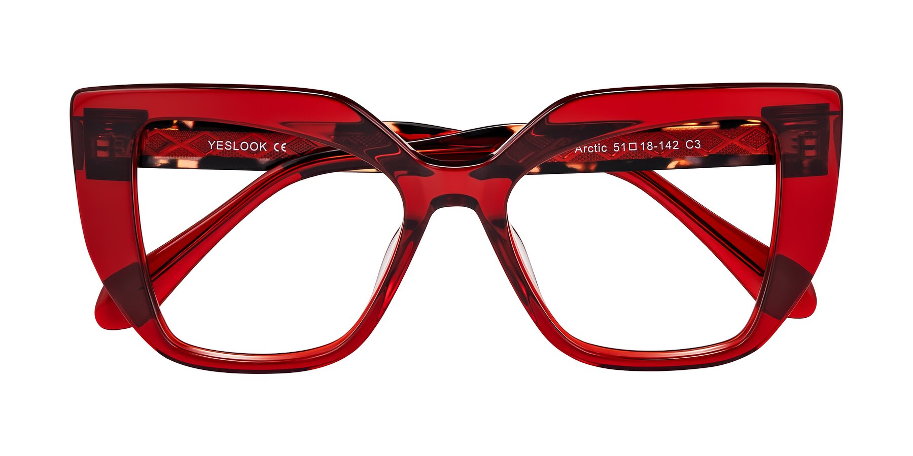 Folded Front of Arctic in Wine with Clear Eyeglass Lenses