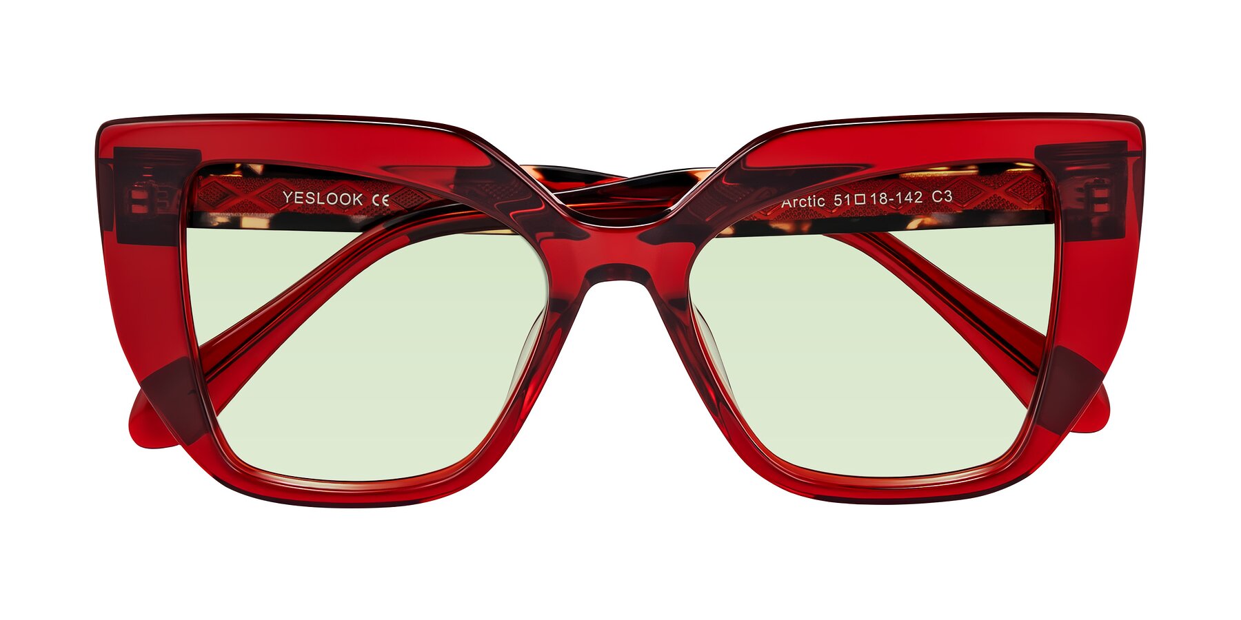 Folded Front of Arctic in Wine with Light Green Tinted Lenses