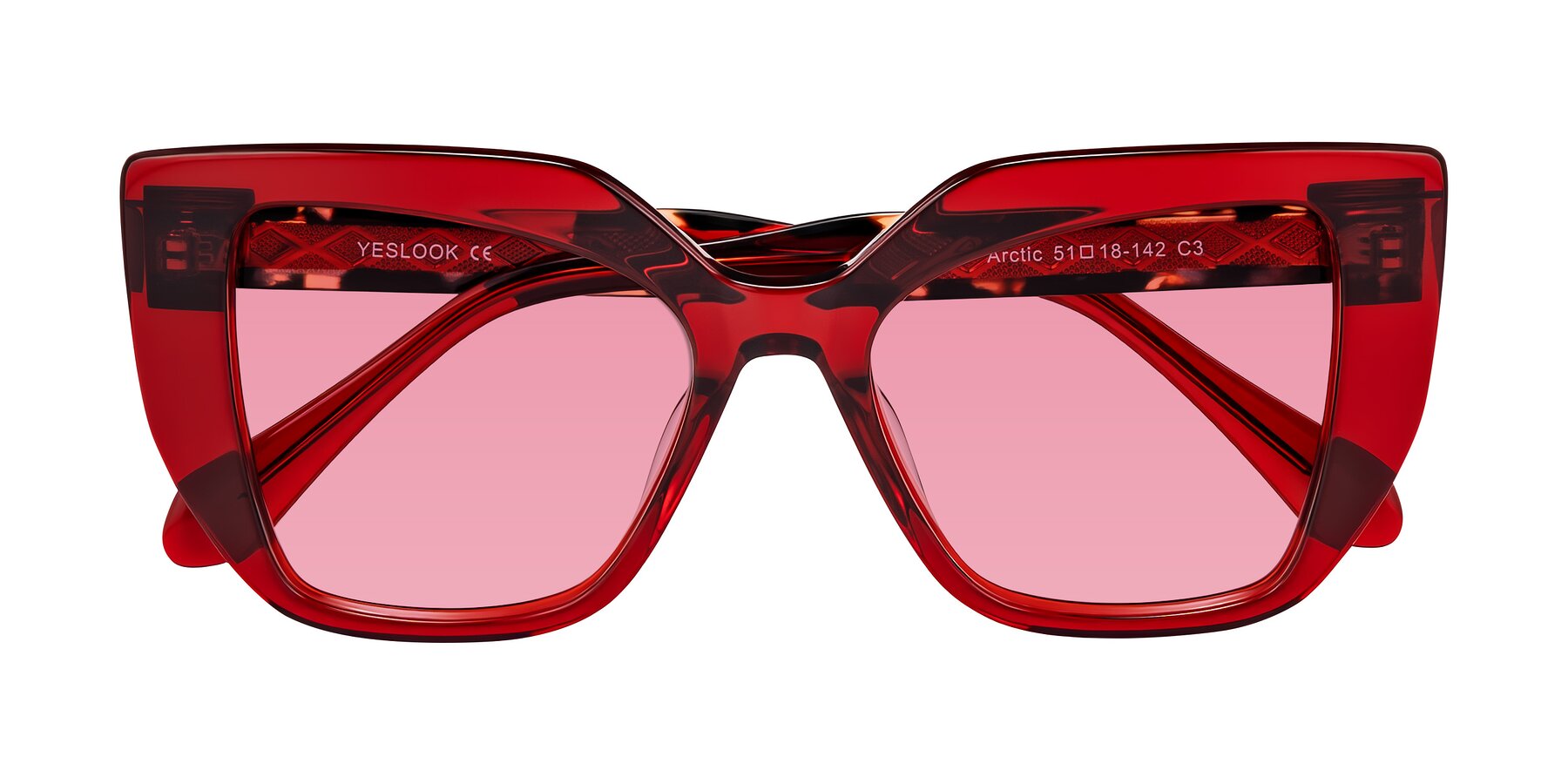 Folded Front of Arctic in Wine with Pink Tinted Lenses