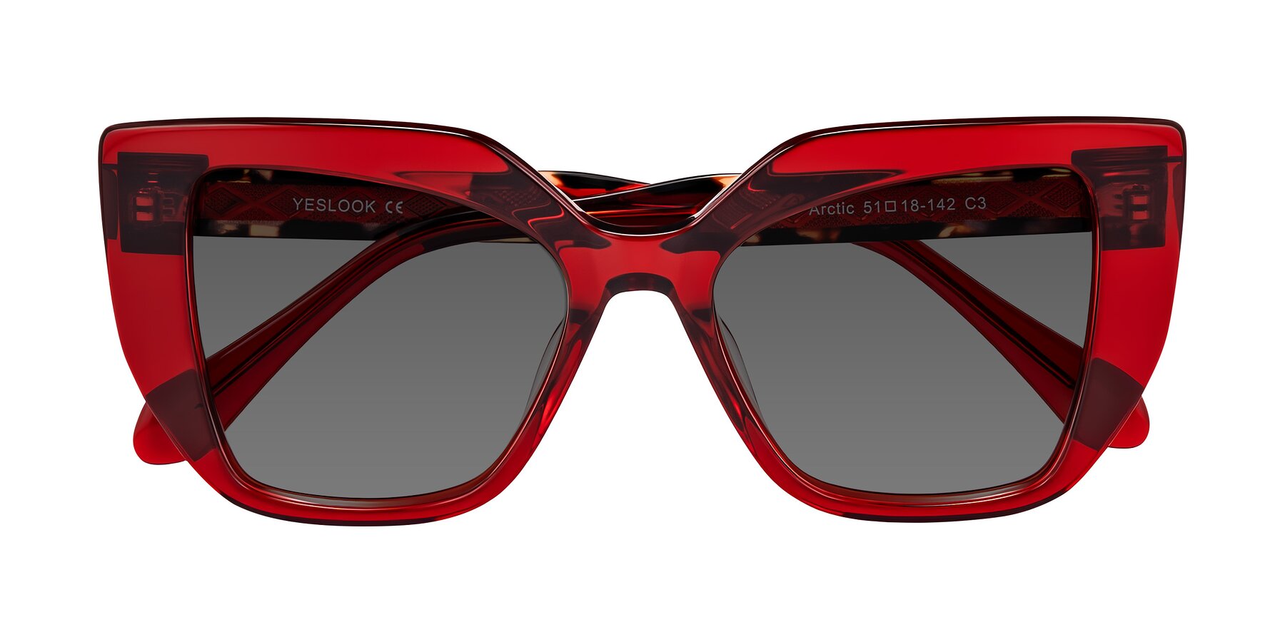 Folded Front of Arctic in Wine with Medium Gray Tinted Lenses