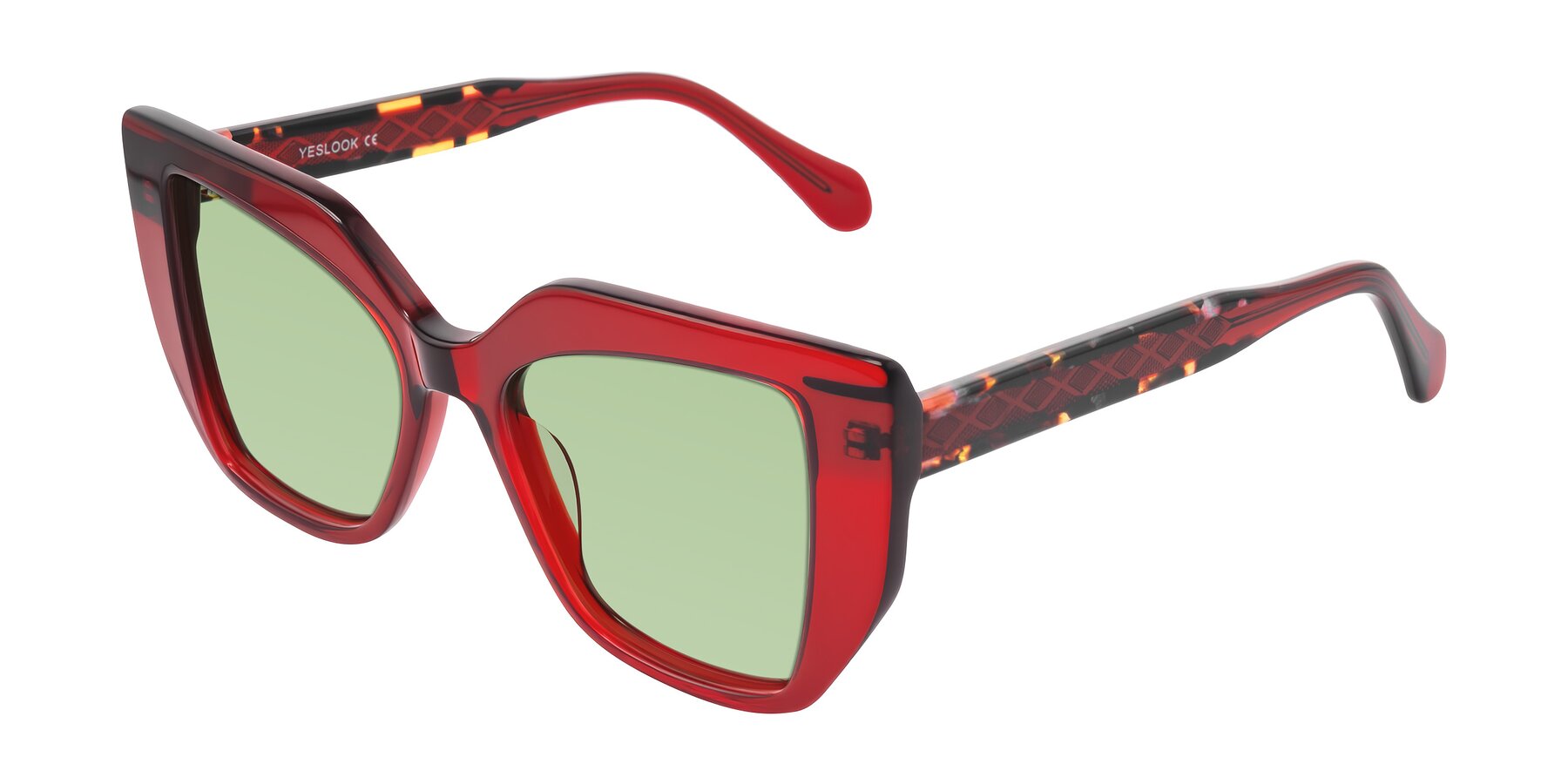 Angle of Arctic in Wine with Medium Green Tinted Lenses