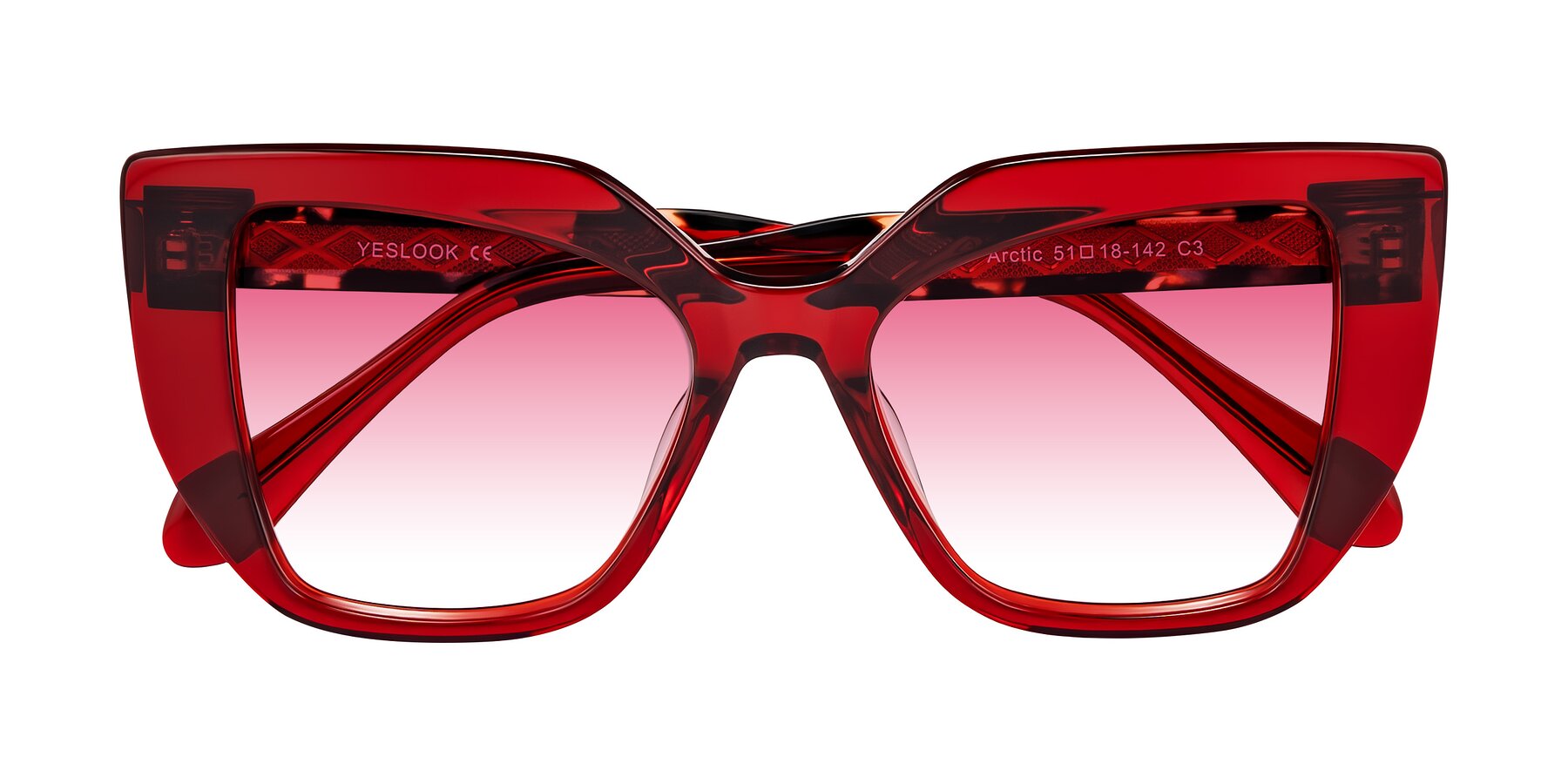 Folded Front of Arctic in Wine with Pink Gradient Lenses