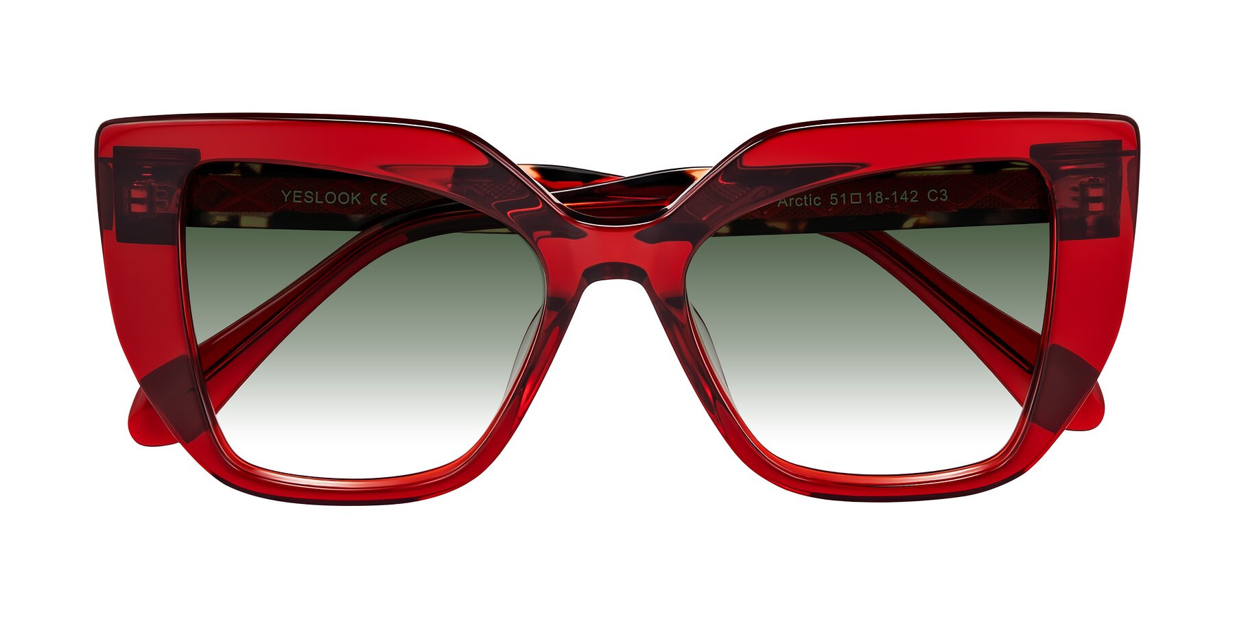 Folded Front of Arctic in Wine with Green Gradient Lenses