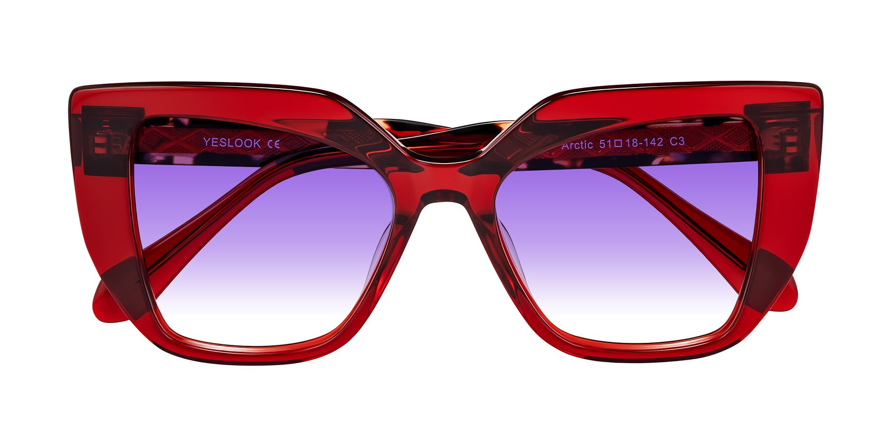 Folded Front of Arctic in Wine with Purple Gradient Lenses