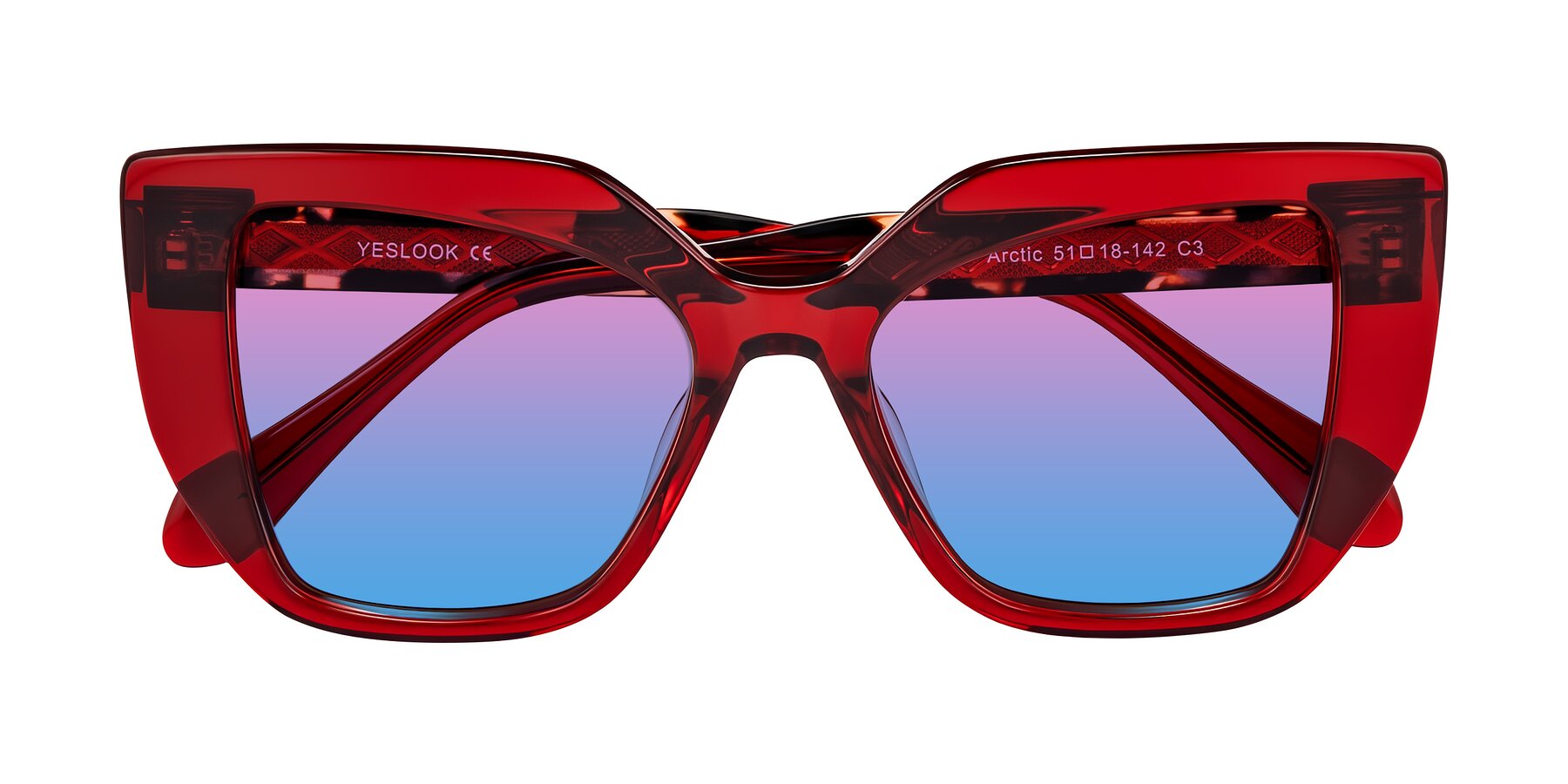 Folded Front of Arctic in Wine with Pink / Blue Gradient Lenses