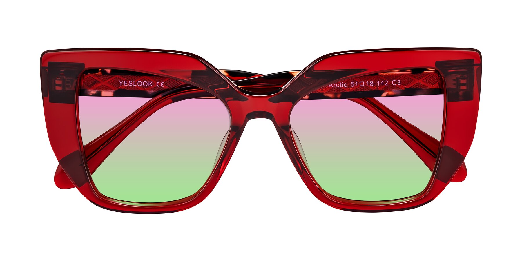 Folded Front of Arctic in Wine with Pink / Green Gradient Lenses