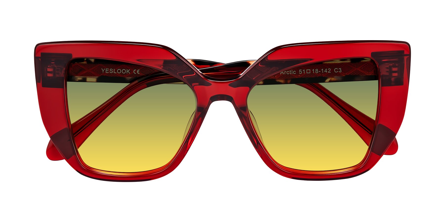 Folded Front of Arctic in Wine with Green / Yellow Gradient Lenses