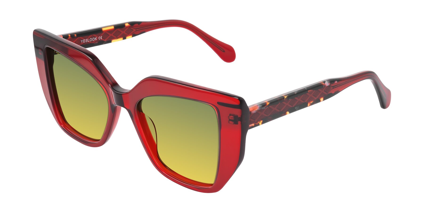 Angle of Arctic in Wine with Green / Yellow Gradient Lenses