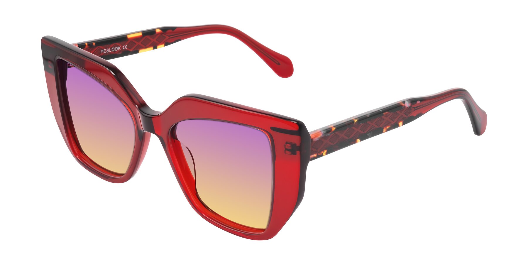 Angle of Arctic in Wine with Purple / Yellow Gradient Lenses