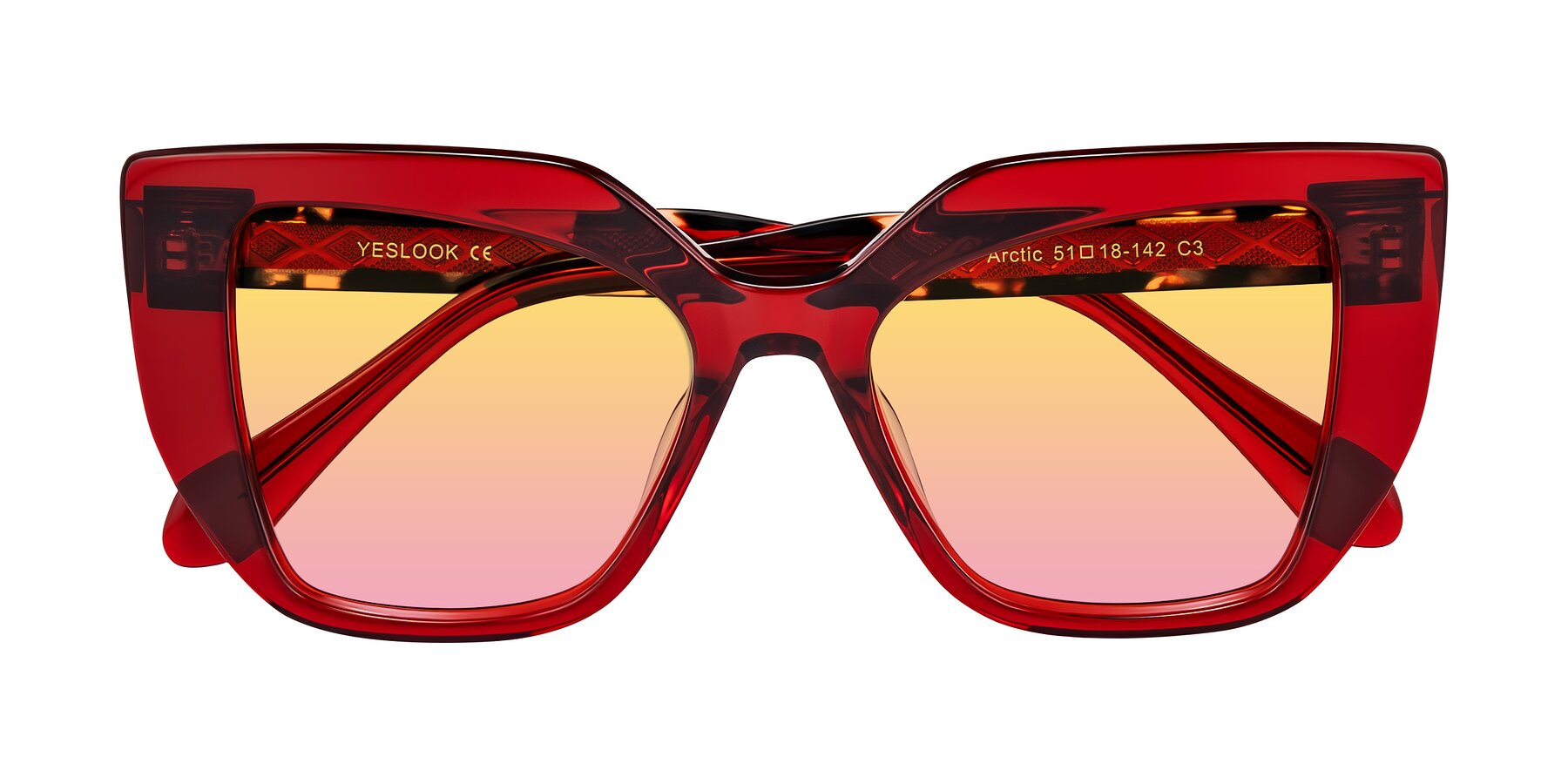 Folded Front of Arctic in Wine with Yellow / Pink Gradient Lenses