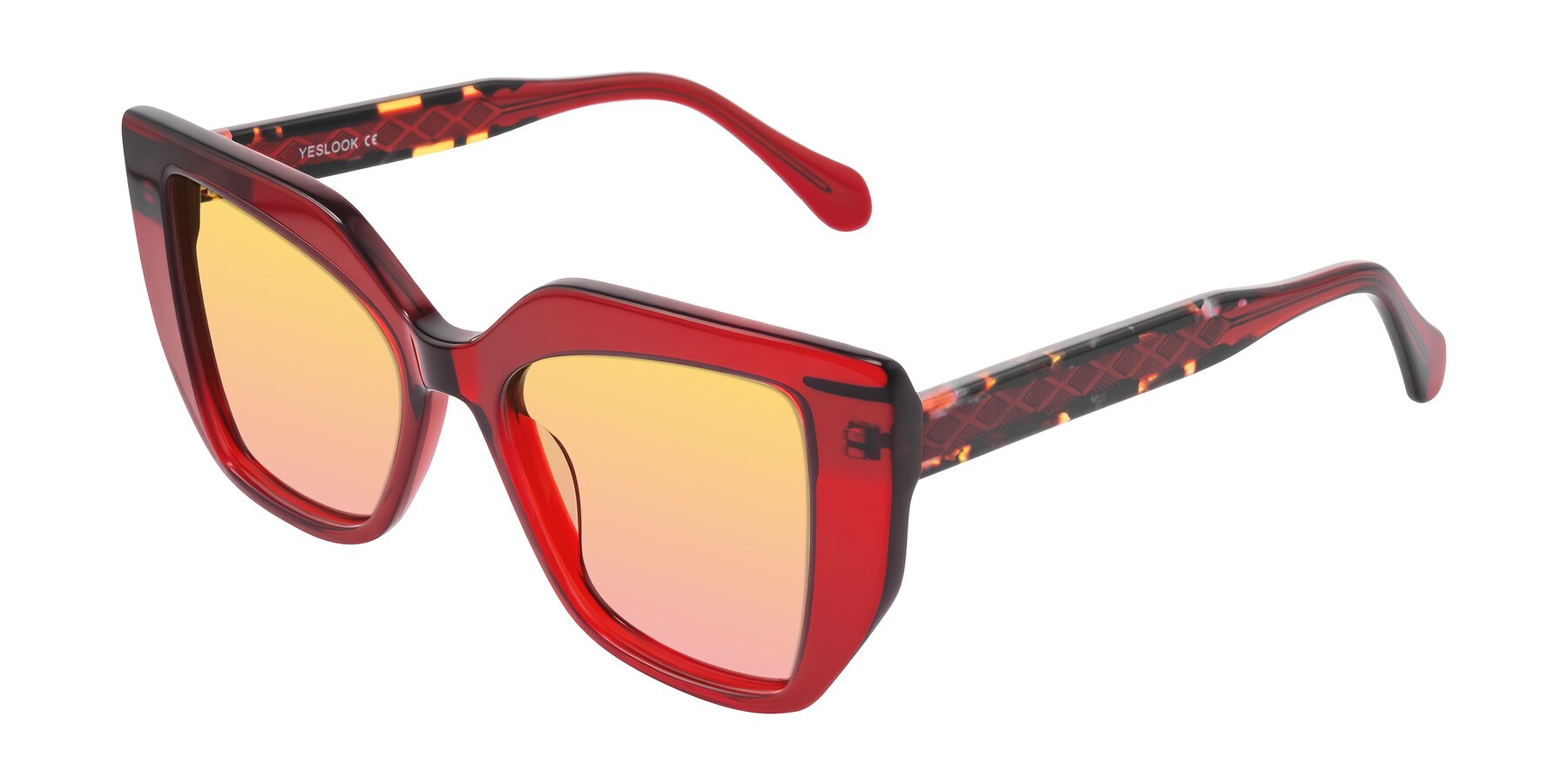 Angle of Arctic in Wine with Yellow / Pink Gradient Lenses