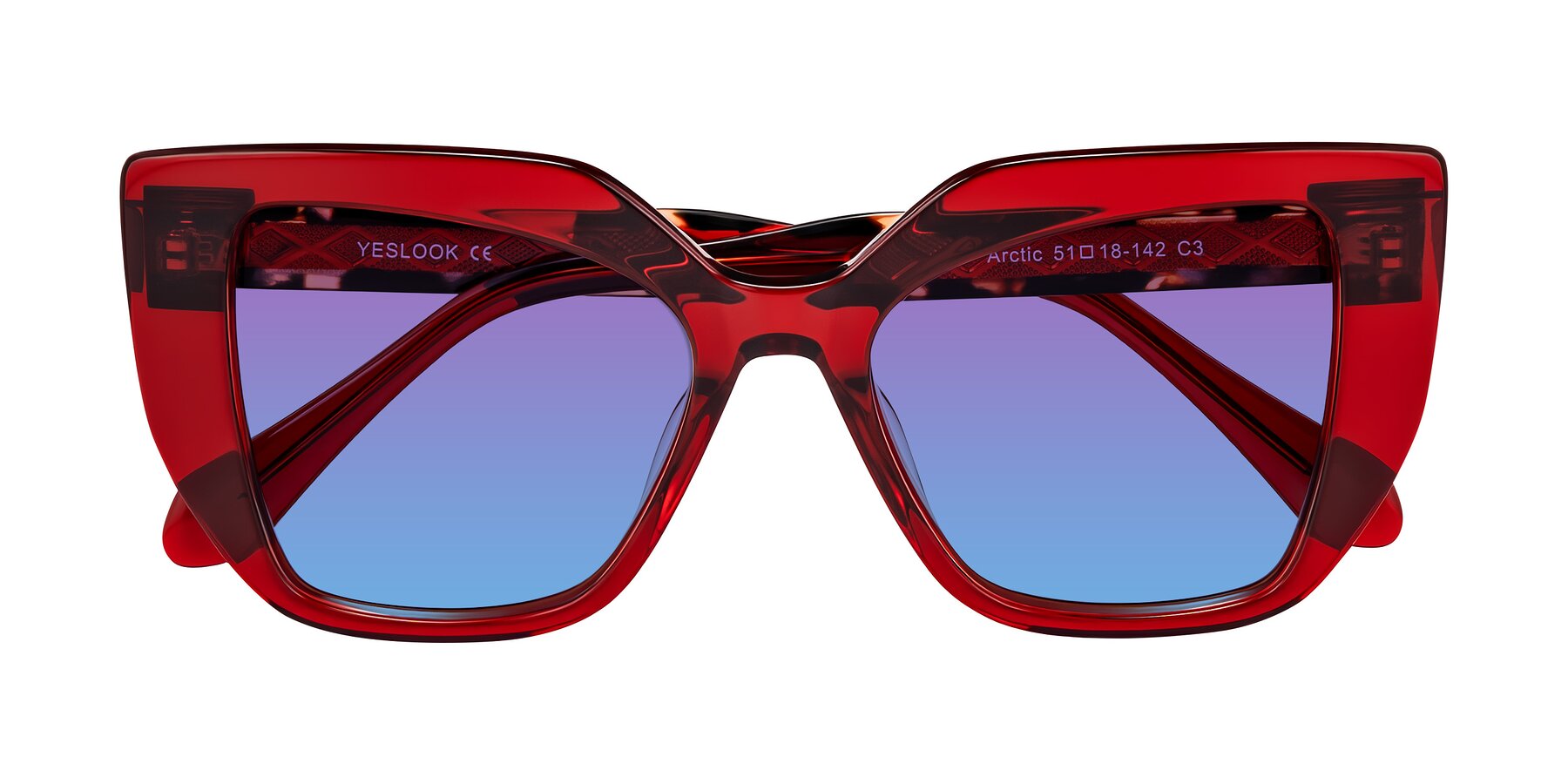 Folded Front of Arctic in Wine with Purple / Blue Gradient Lenses