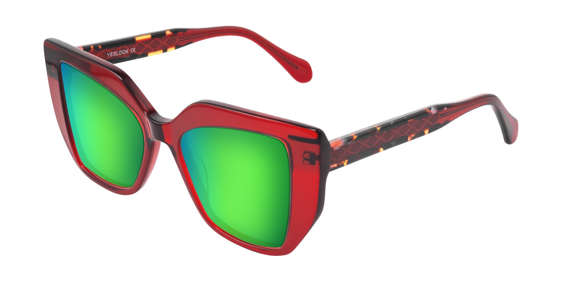 Angle of Arctic in Wine with Green Mirrored Lenses