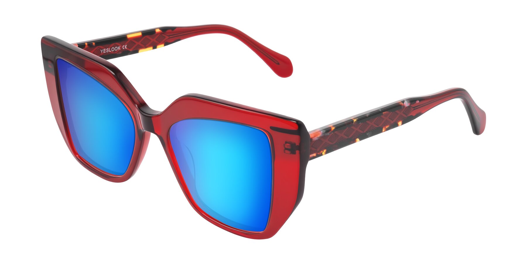 Angle of Arctic in Wine with Blue Mirrored Lenses