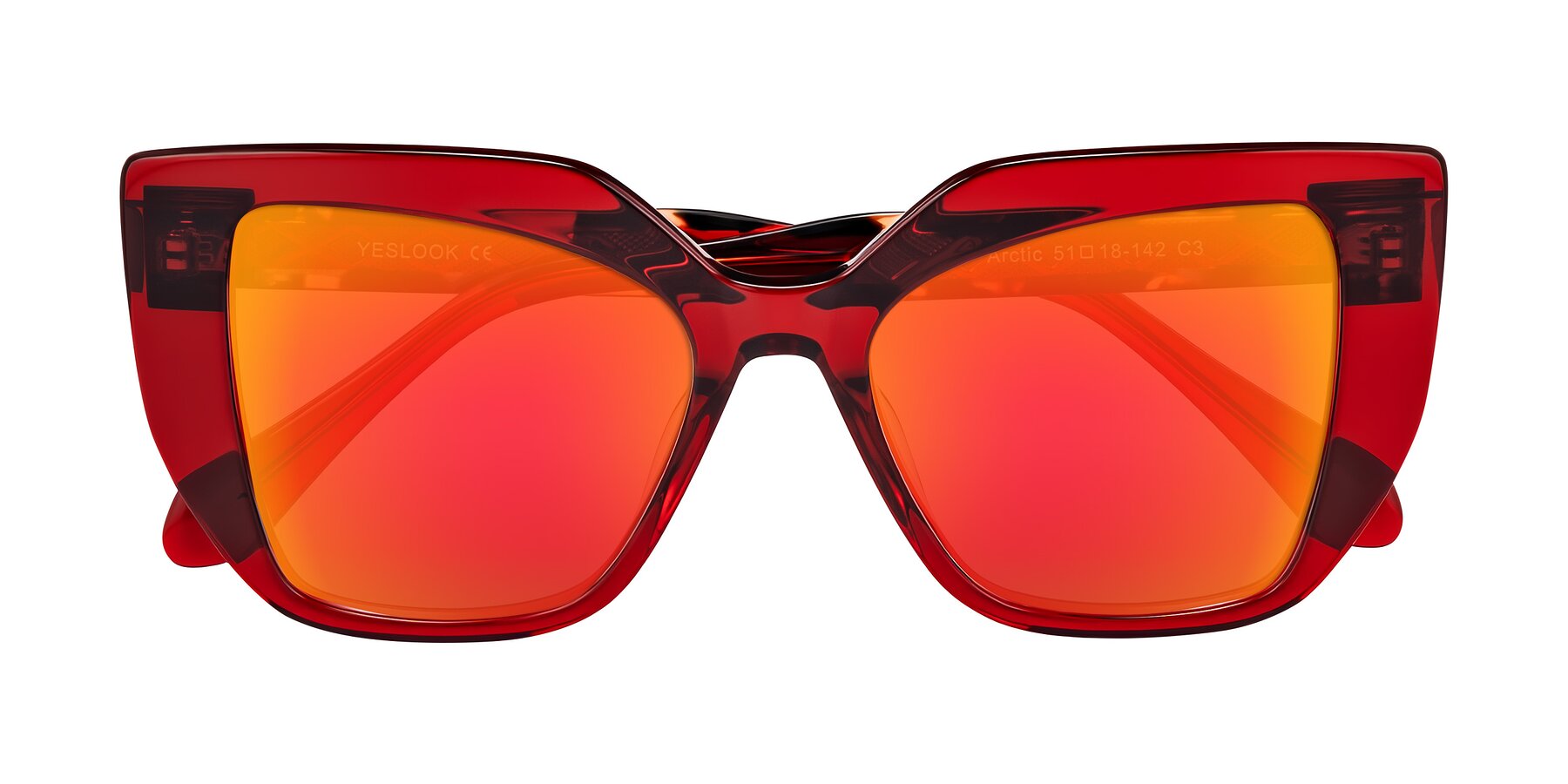 Folded Front of Arctic in Wine with Red Gold Mirrored Lenses