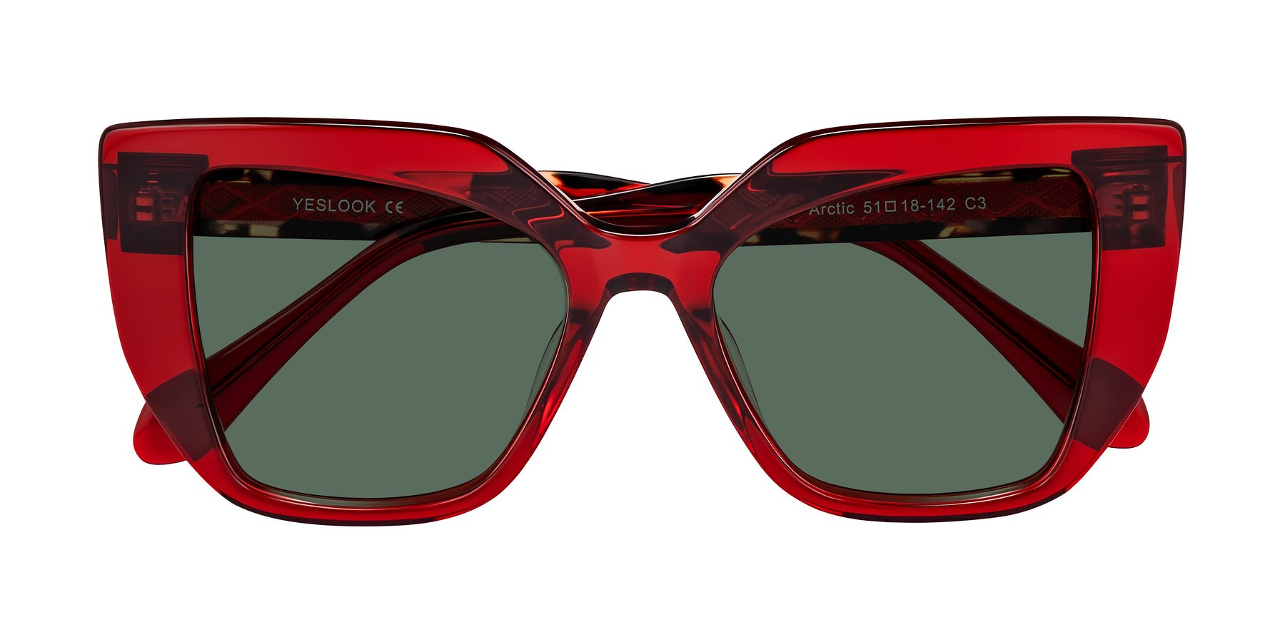 Folded Front of Arctic in Wine with Green Polarized Lenses