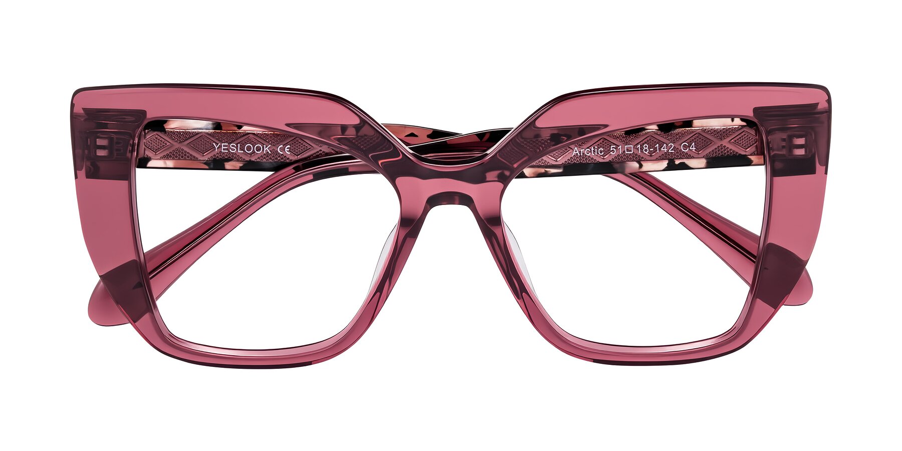 Folded Front of Arctic in Violet with Clear Eyeglass Lenses