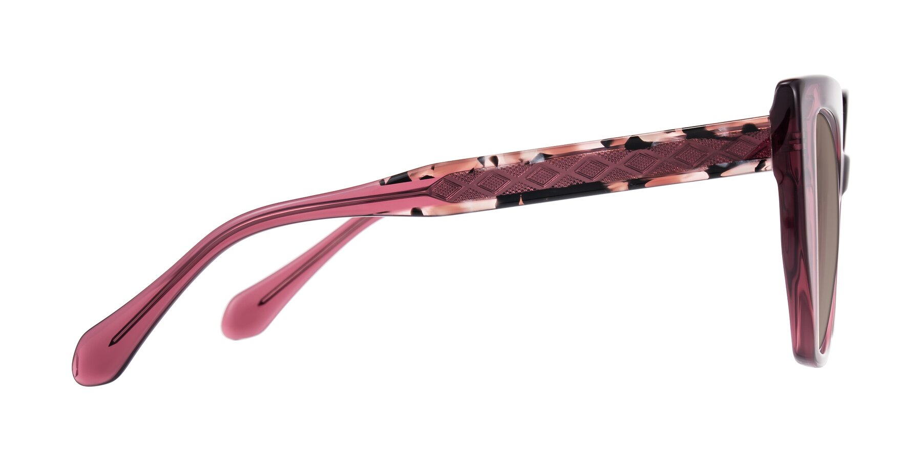 Vilot Contacts Violet Acetate Square Butterfly Tinted Sunglasses with Medium Brown ...