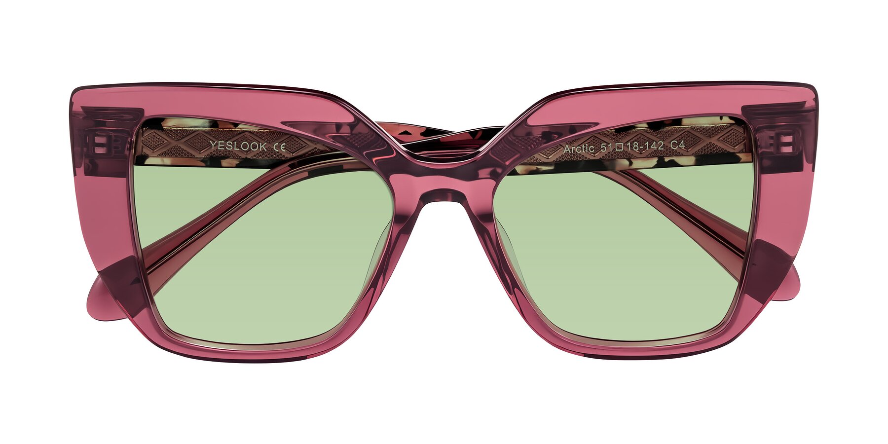 Folded Front of Arctic in Violet with Medium Green Tinted Lenses