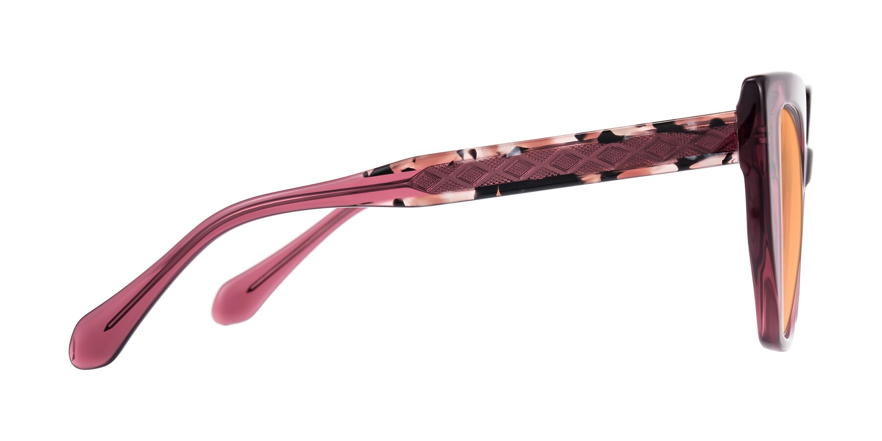 Vilot Contacts Violet Acetate Square Butterfly Tinted Sunglasses with Medium Orange ...