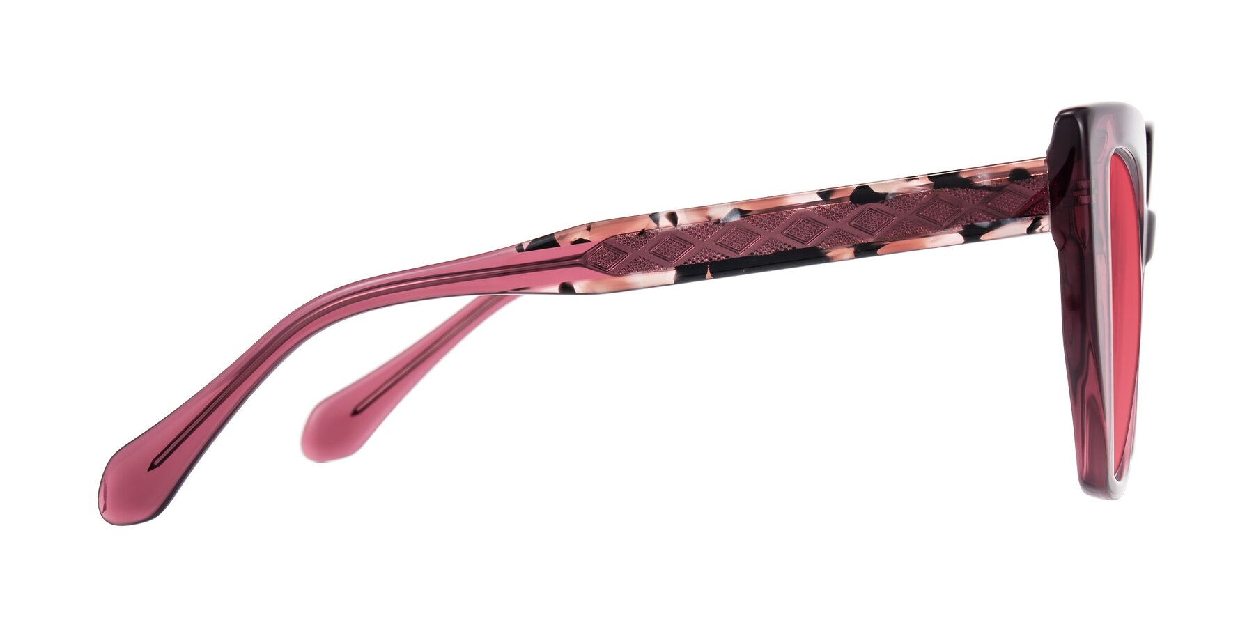 Vilot Contacts Violet Acetate Square Butterfly Tinted Sunglasses with Red Sunwear ...