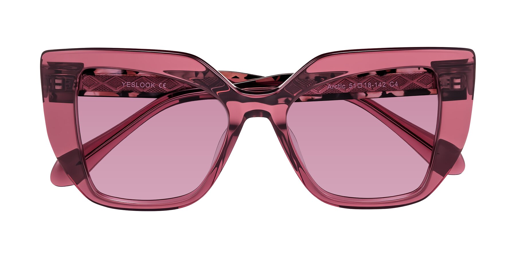 Folded Front of Arctic in Violet with Medium Wine Tinted Lenses